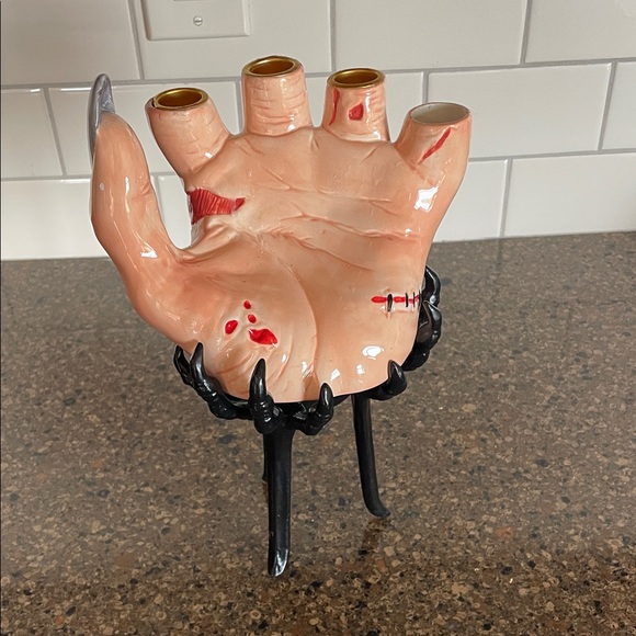 Ganz Halloween Witche's Hand Candle Holder Bloody Scary Holiday Decor Stand - Picture 1 of 7